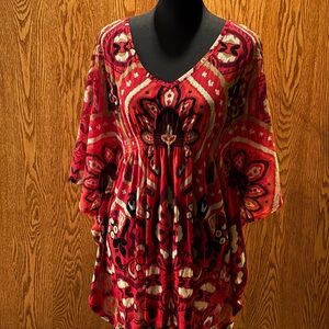 INC International Concepts Red Tunic with Ruffled Sleeves